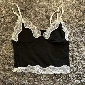 Black Lace Trim Cami Top